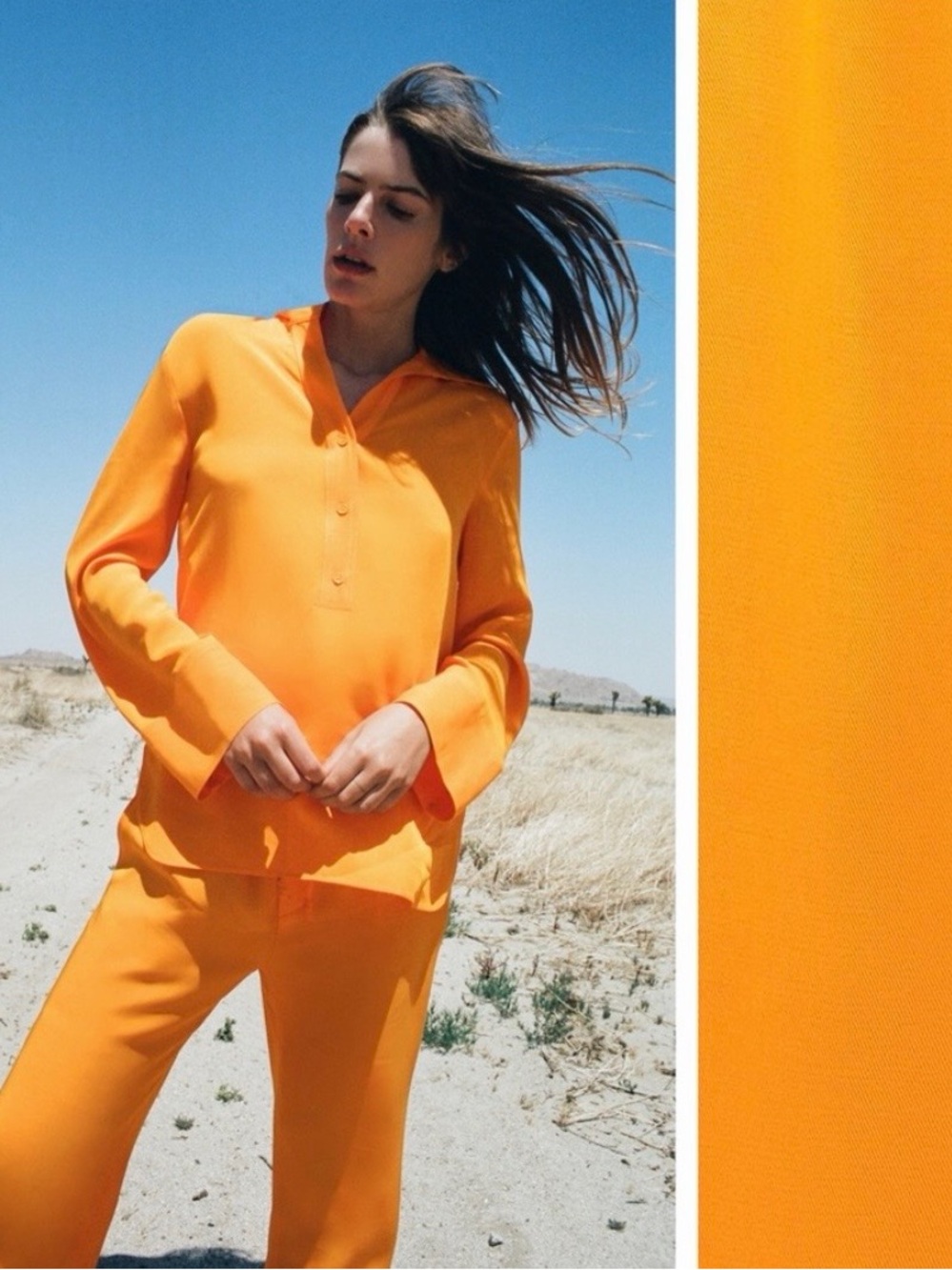 Zara Bright Orange Straight-Leg Jumpsuit